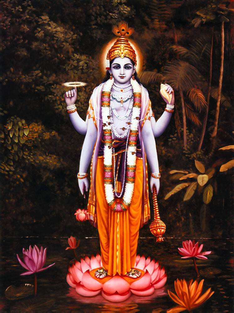 Lord Vishnu (Supersoul) Standing on a Lotus