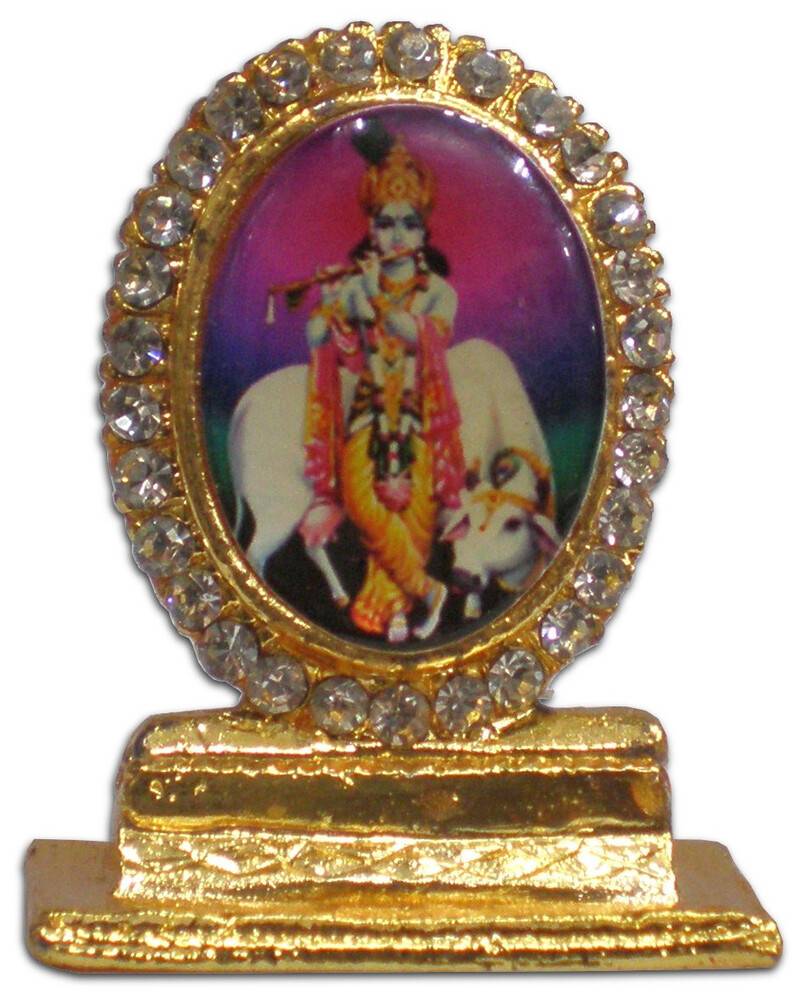 Diamond Metal Stand -- Standing Krishna