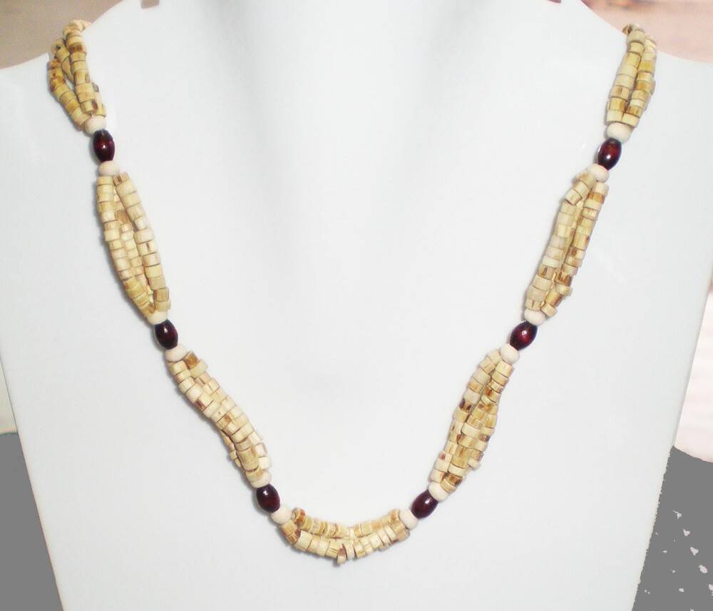Tulsi Neck Beads - 3 Strand w/ Red & Small Round Beads