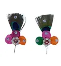Deity Crown Decorative Pins with Peacock Feather, Diamond & Pearls