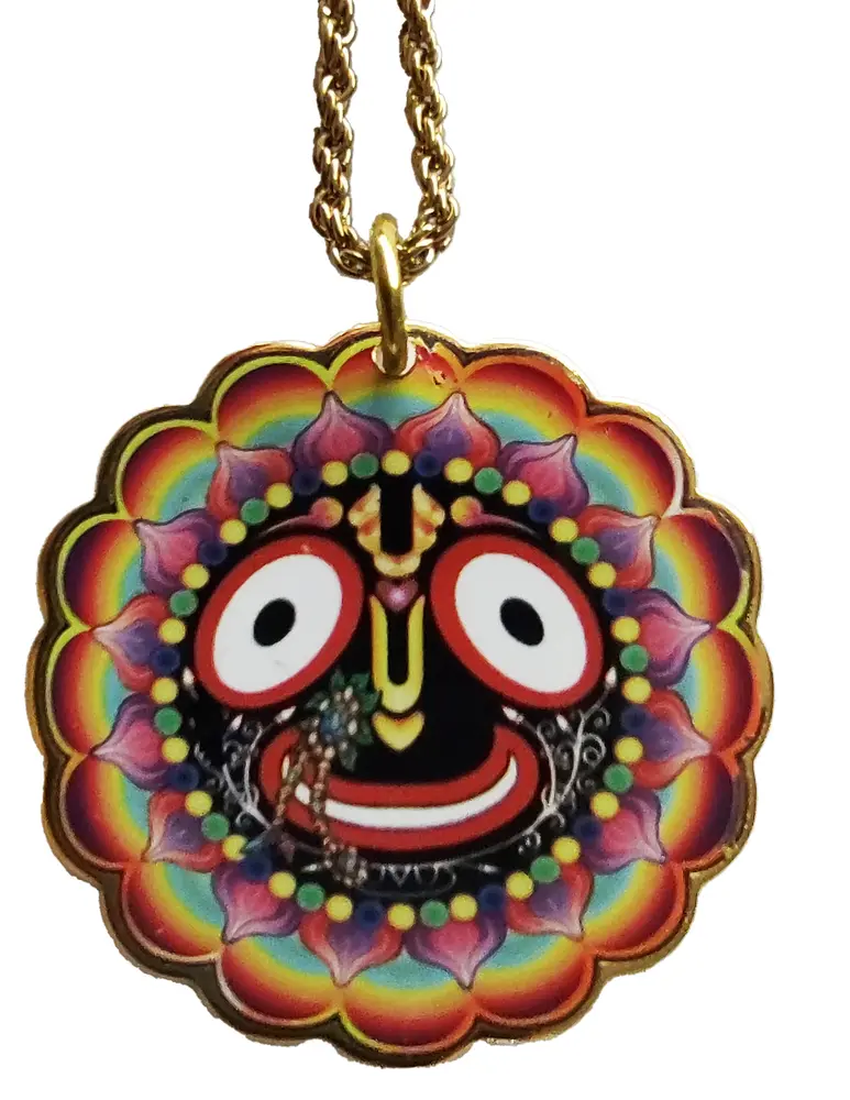 OM Pendant - In Gold and Devanagari Sanskrit - Very Colorful