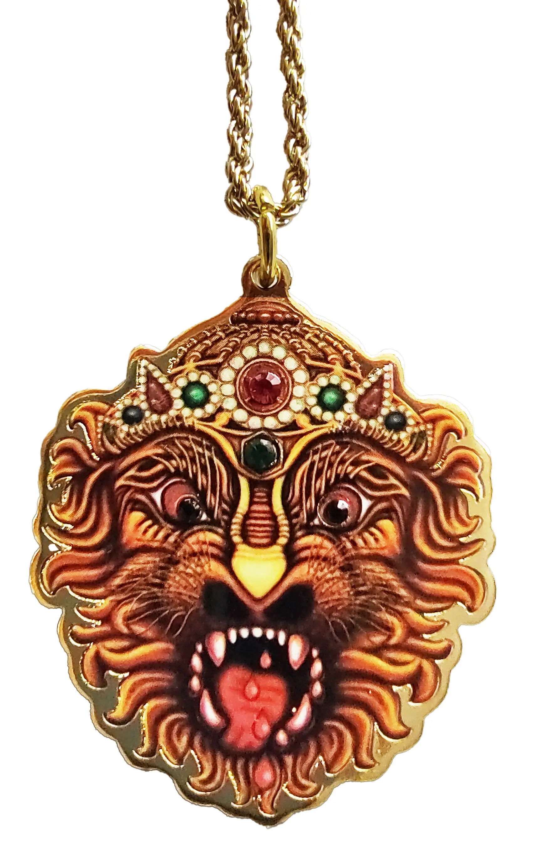 Lord Nrsimhadeva Pendant - New Cloisonne Style - Gold