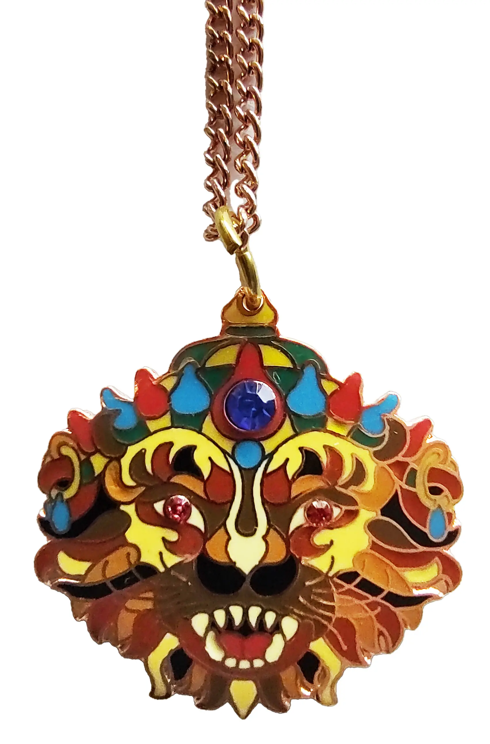 Lord Nrsimhadeva Process Color Pendant - Copper
