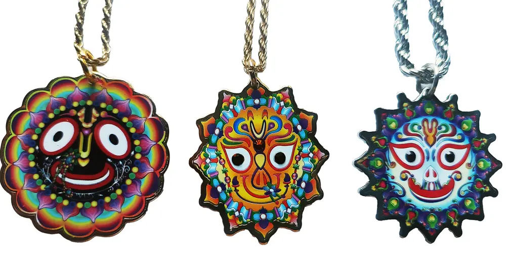 OM Pendant - In Gold and Devanagari Sanskrit - Very Colorful