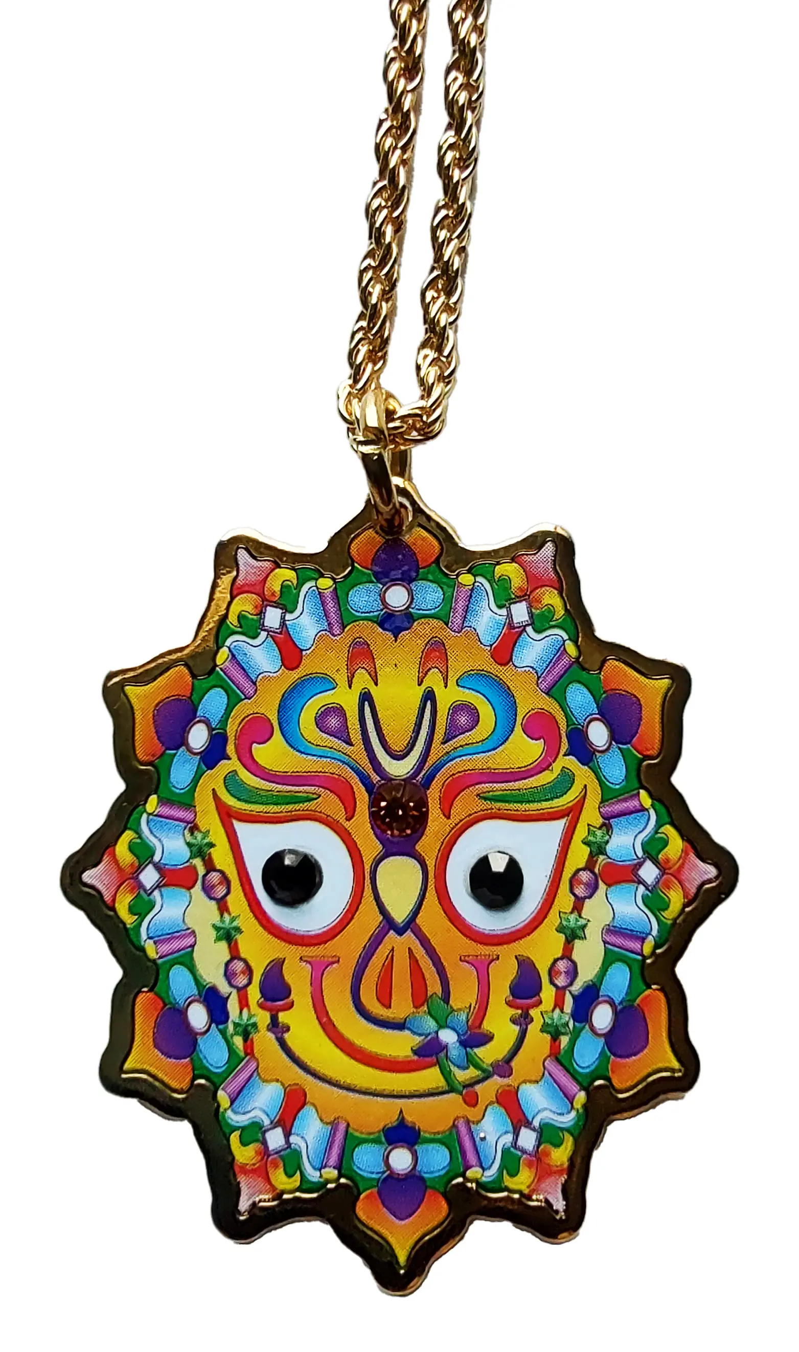 Lord Nrsimhadeva Pendant - New Cloisonne Style - Gold