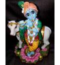 Krishna With Cow large size -- Polyresin Deity (10" high)