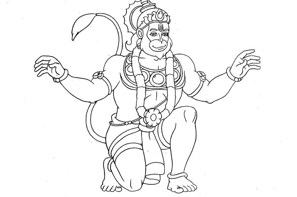 Hanuman outline drawing (part -1) step by step video. Hanuman ji outline  drawing. Bal Hanuman art . - YouTube