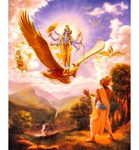 Lord Vishnu Appears on His Bird-Carrier Garuda Before Prajapati Daksa