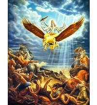 Lord Narayana Rides Garuda Into Battle