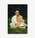 Prabhupada Chanting Japa on Yellow Cushion on Grass