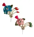 Deity Crown Decorative Pins with Pearls, Diamonds & Flower Woven by Net Cloth