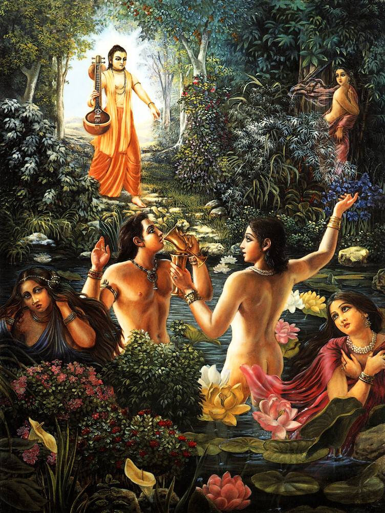 Narada Muni Sees the Sons of Kuvera Naked and Enjoying with Women
