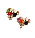 Deity Crown Decorative Pins with Peacock Feather, Big Diamonds, Flower and Buds