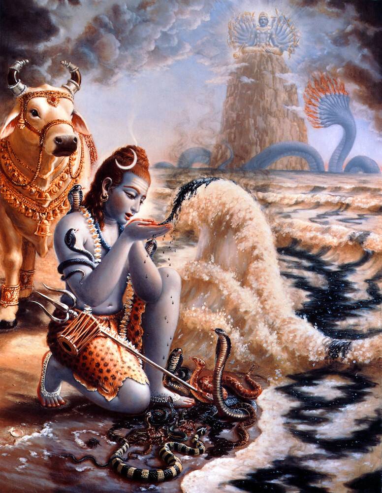 Lord Shiva Drinks the Ocean of Poison