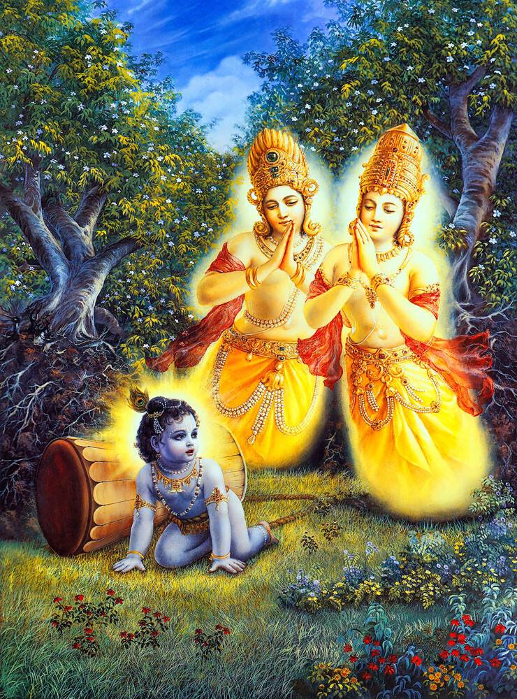 Demigods Pray to Baby Krishna After Trees Fall