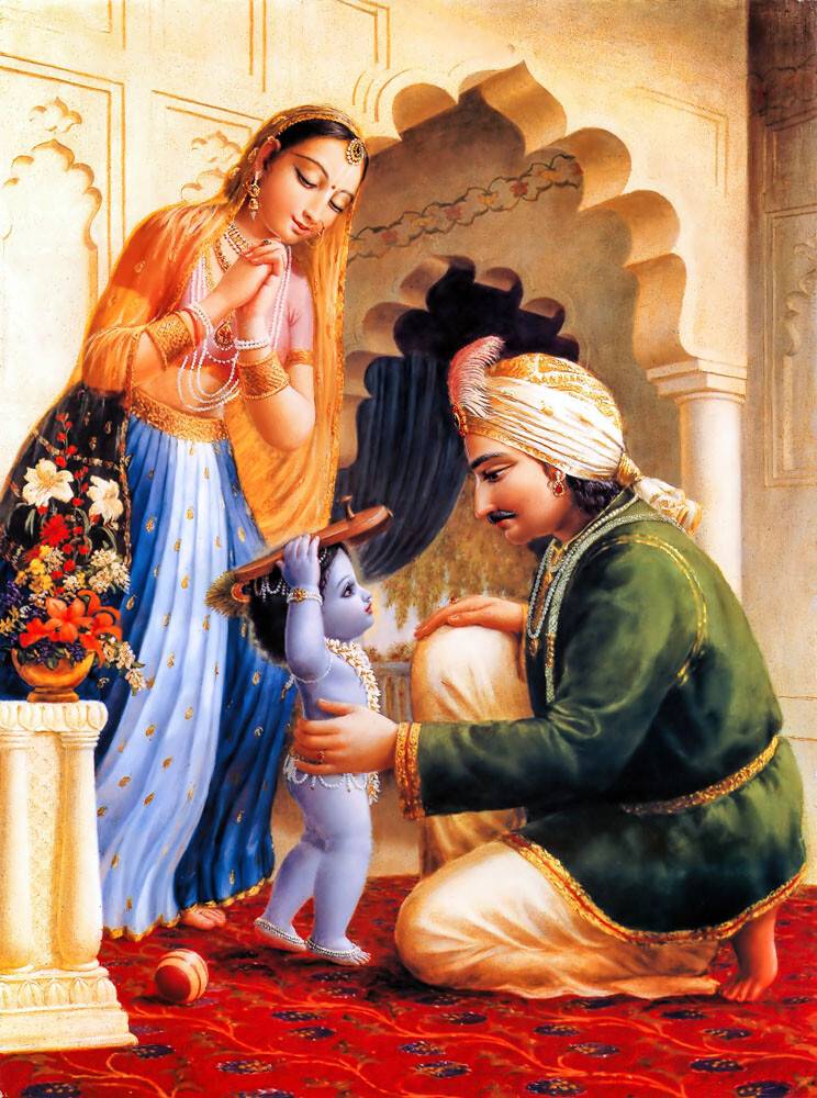 Krishna Puts Nanda Maharaja\'s Shoe on His Head