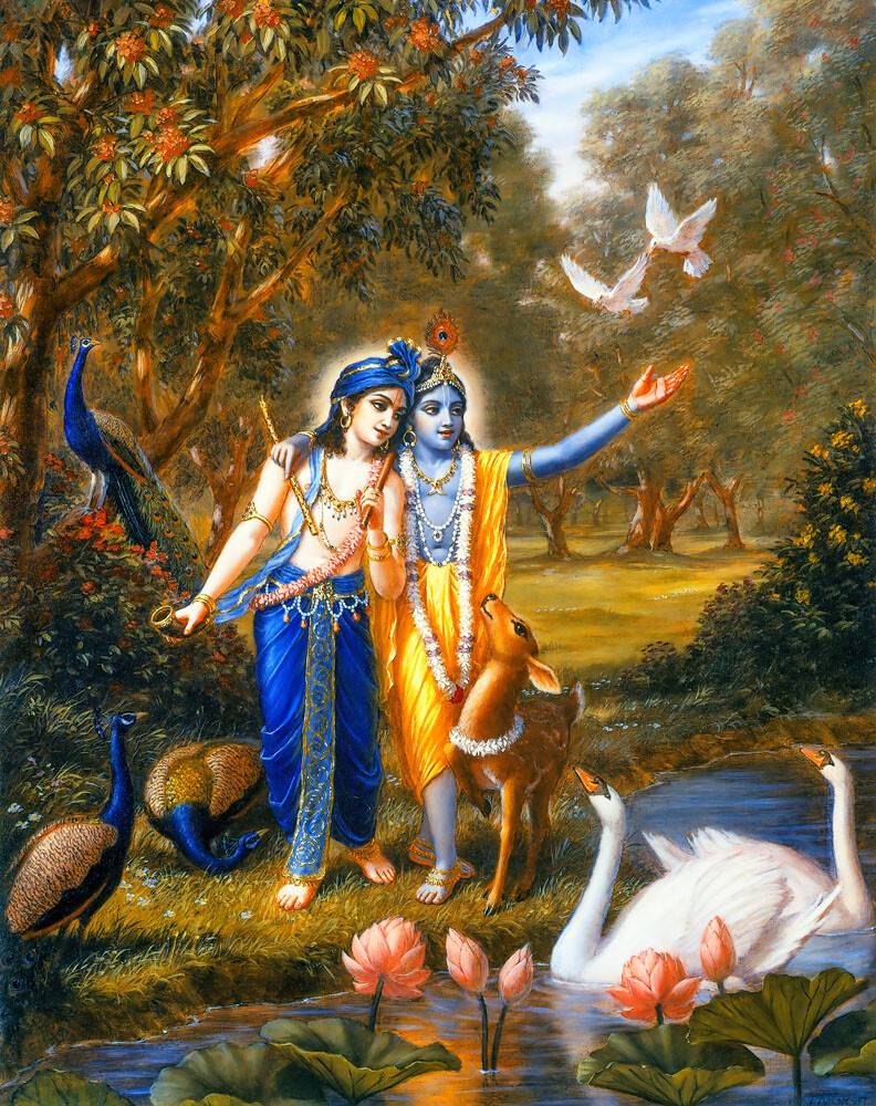 Krishna and Balaram on the Bank of the River Yamuna