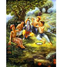Krishna, Balaram and the Cowherd Boys Play in the Forrest