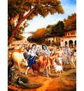 Krishna and the Cowherd Boys Leave for the Vrindavan Forest
