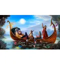 Krishna and the Gopis Enjoy Pastimes in a Boat