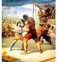 Krishna Fights the Wrestler in the Arena of Kamsa