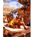 Lord Krishna Kills the Tyrant Kamsa