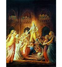 Krishna Leaving, His Wives Lamenting