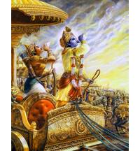 Krishna and Arjuna Blow Their Conchshells