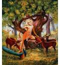 Lord Caitanya Mahaprabhu in Forrest with Deer