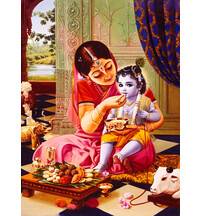 Mother Yasoda Feeding a Young Lord Krishna in Vrindavan
