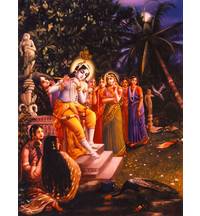 Krishna Plays His Flute on a Full-Moon Night