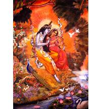 Radha and Krishna Sit on the Bank of the Yamuna River