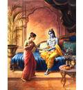 Krishna is Served by one of His Wives in Dvarka
