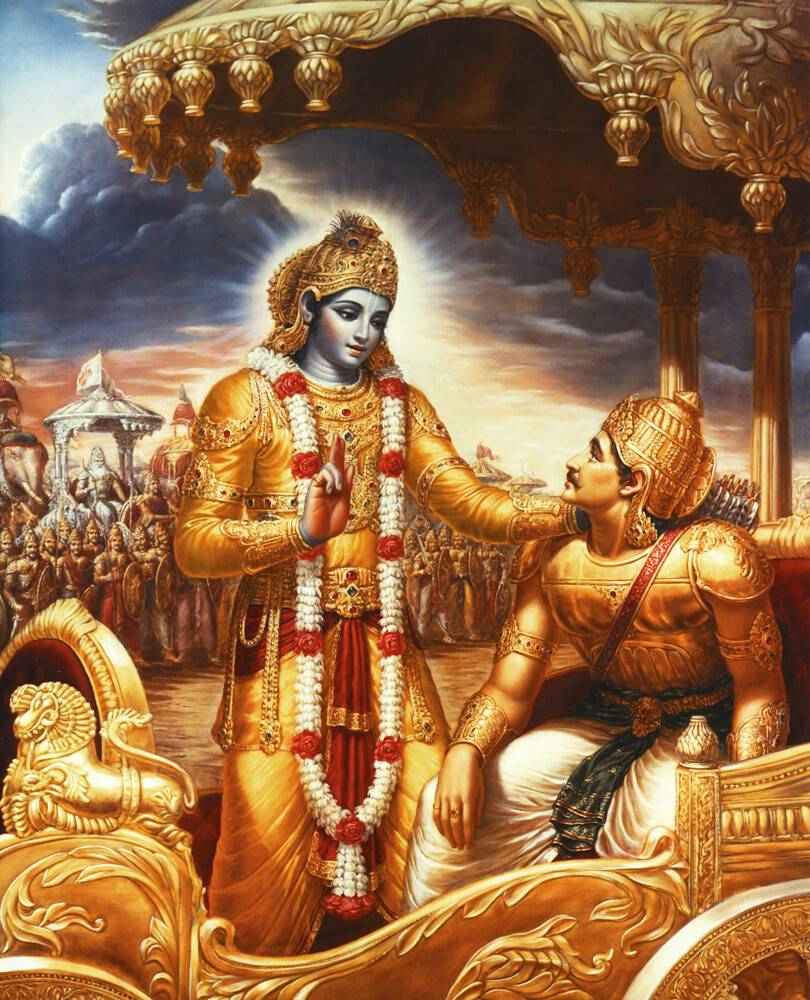 Krishna Instructs Arjuna on the Battlefield of Kuruksettra