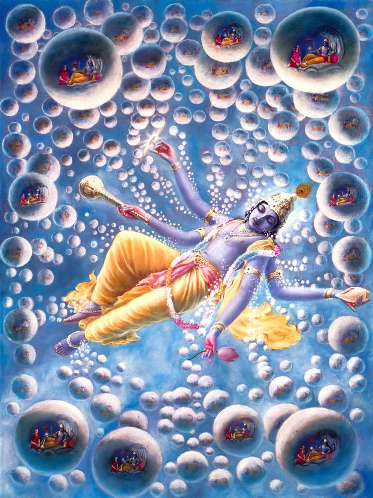 Maha-Vishnu With the Universes Eminating From His Body