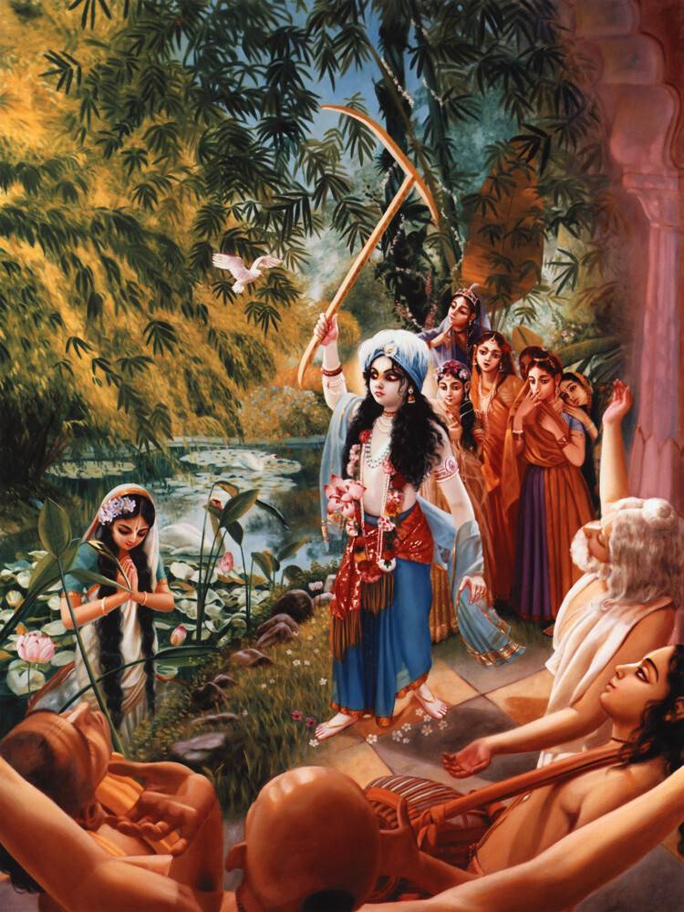 Lord Balaram Forces the River Yamuna to Come Closer