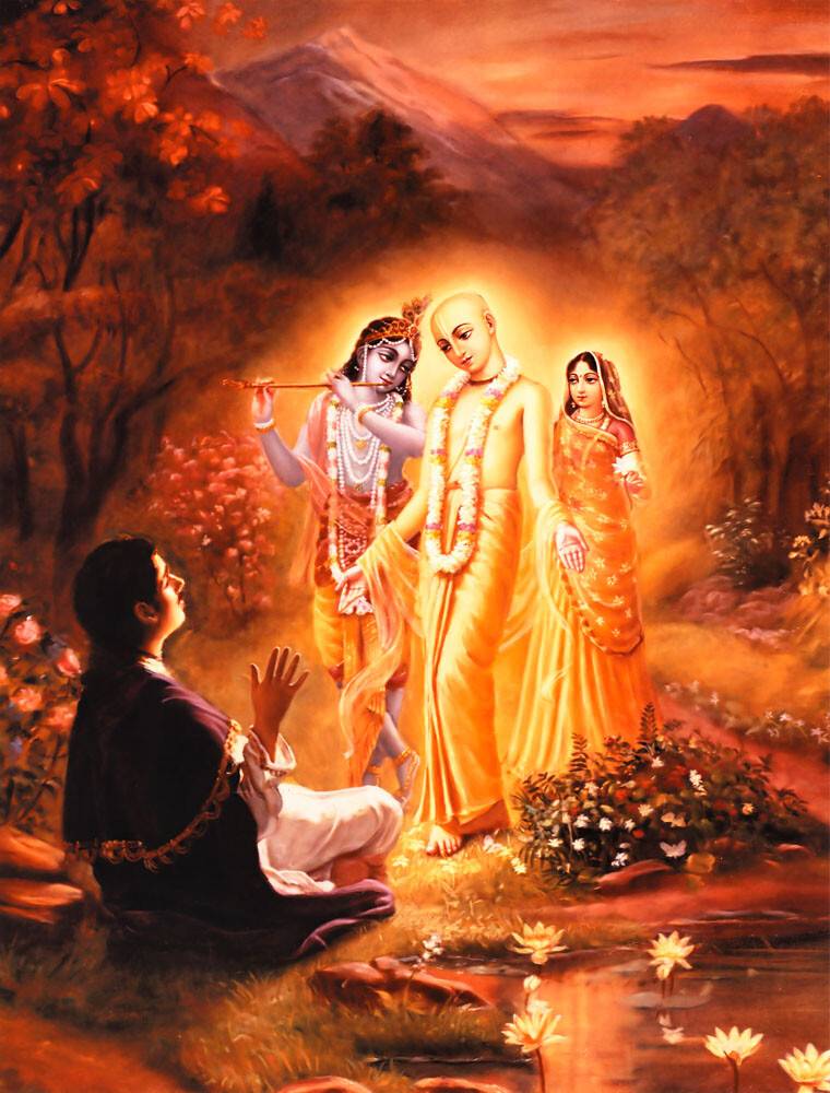 Lord Caitanya Displays His Form As Radharani and Krishna Combined