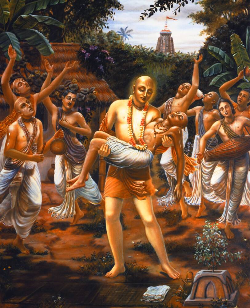 Lord Caitanya Dances with the Body of Haridas Thakur