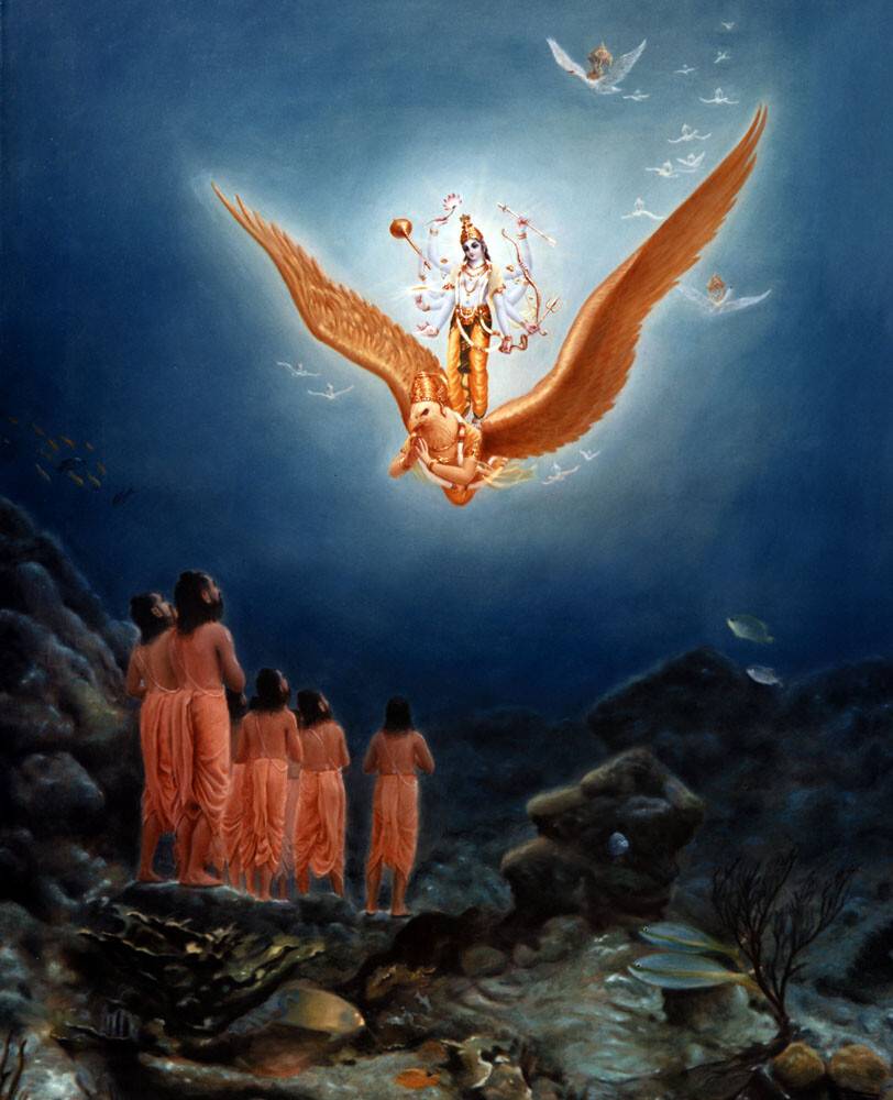 Lord Vishnu Visits His Devotees Meditating in the Water