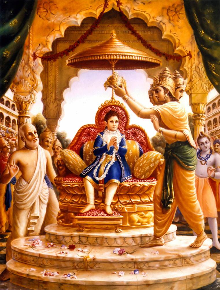 Prahlada Maharaja Sitting on His Father\'s Throne