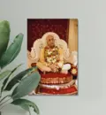 Srila Prabhupada on Cream Colored Vyasanasna with Many Flower Garlands