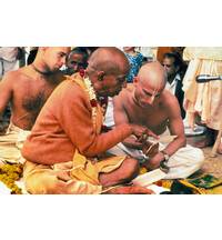 Srila Prabhupada Teaching Gayatri Mantra to Disciple