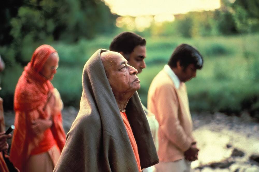 Srila Prabhupada and Disciples on a Morning Walk