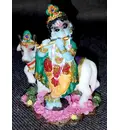 Krishna With Cow -- Small Size Polyresin Deity (2.5\" high)