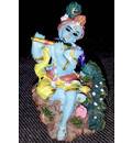 Krishna with Peacock small size Polyresin Figure (2.5" high)
