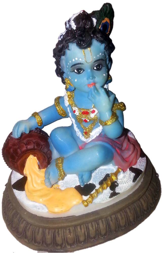 Krishna The Butter Thief (Makhan Chor) Polyresin Deity (3.5\" high)