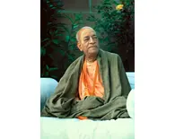 Srila Prabhupada Sitting in His Garden at Los Angeles New Dwarka Temple