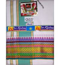 Dhoti / Chadar -- 4 inch Big Colorful Border Pure Cotton