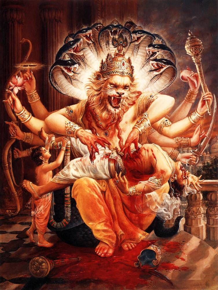 Lord Nrsimhadeva Kills the Demon Hiranyakasipu