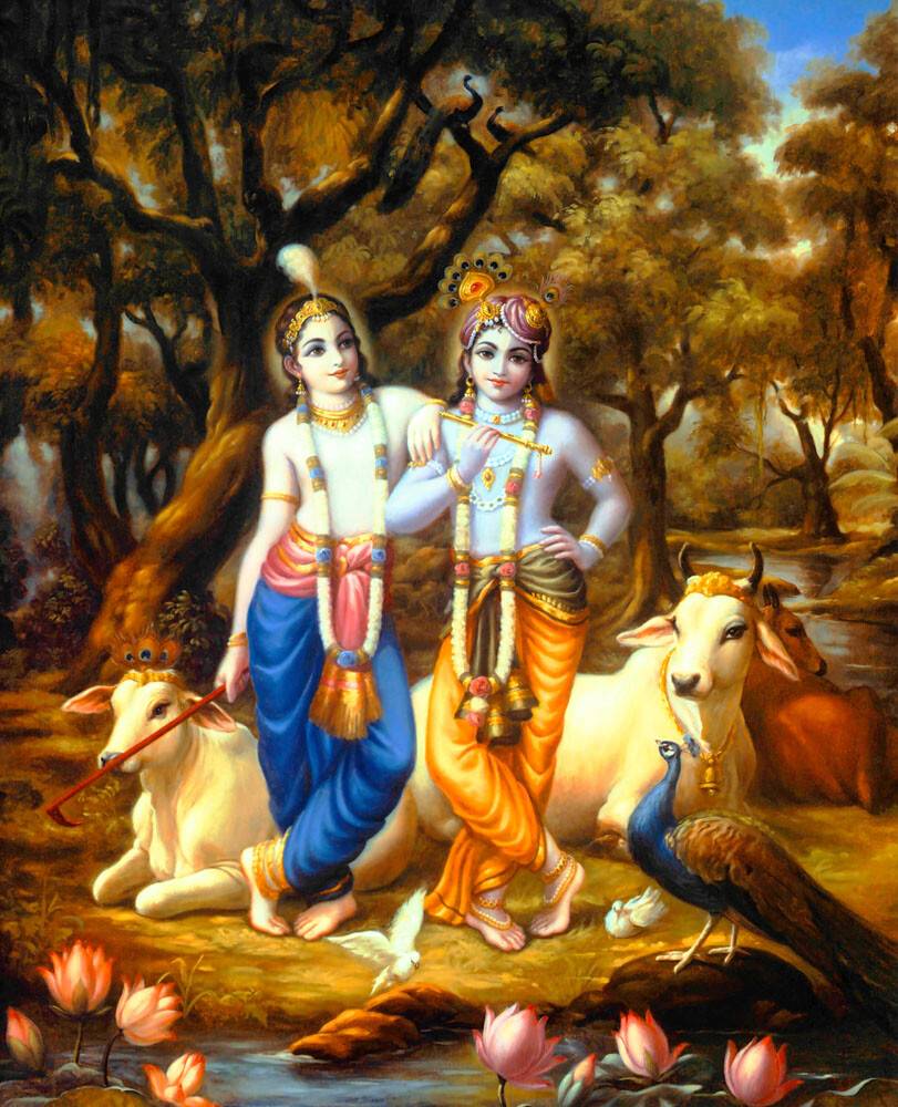 Krishna and Balarama Painting - Art Poster